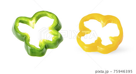 sweet pepper slices isolated on white background sweet pepper slices isolated on white background 75946395