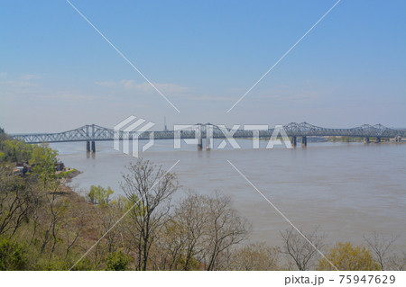 The Natchez Vidalia Bridge spans over the Mississippi River. The tallest bridge in Mississippi The Natchez Vidalia Bridge spans over the Mississippi River. The tallest bridge in Mississippi 75947629