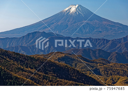 大菩薩峠・熊沢山から見る富士山 大菩薩峠・熊沢山から見る富士山 75947685