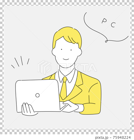Illustration of a business person with a personal computer Illustration of a business person with a personal computer 75948224