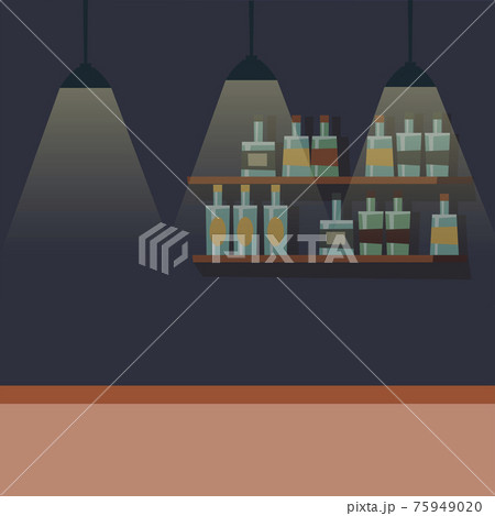 Empty bar counter, pub place with furniture and bottle alcohol 75949020