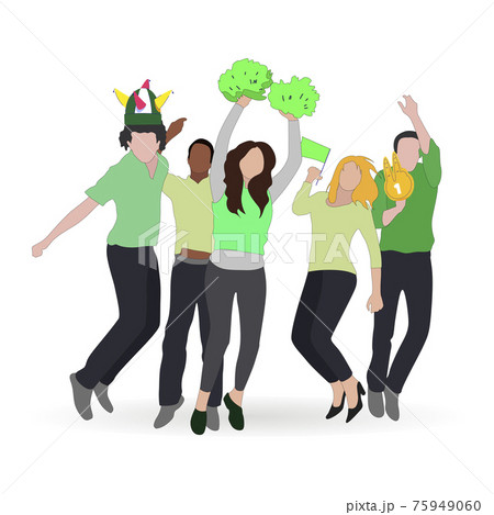 Football fans crowd with colored scarf enjoy and exciting Football fans crowd with colored scarf enjoy and exciting 75949060