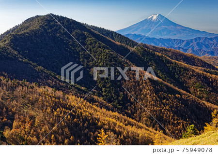 大菩薩連嶺・石丸峠から見る小金沢山と富士山 大菩薩連嶺・石丸峠から見る小金沢山と富士山 75949078