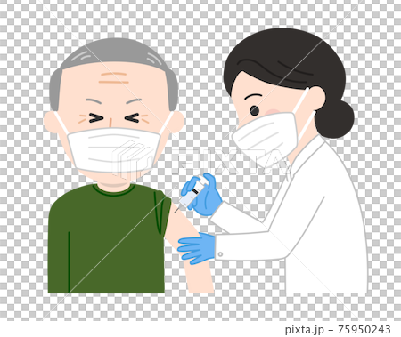 一個痛苦的老人的傳染病疫苗接種插圖 一個痛苦的老人的傳染病疫苗接種插圖 75950243