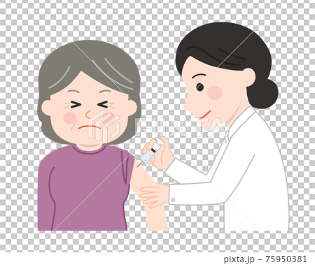 Vaccination: Illustration of a painful old man Vaccination: Illustration of a painful old man 75950381