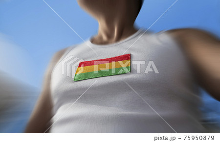 The national flag of Bolivia on the athlete's chest 75950879