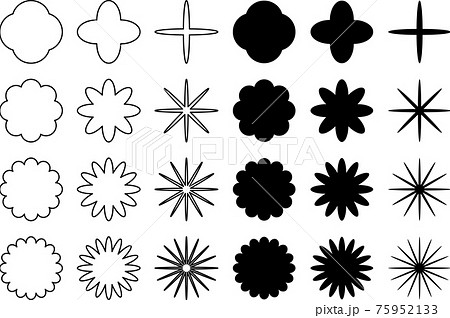 もくもくキラキラ素材セット白黒のイラスト素材