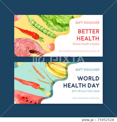 Vouchure template with world health day concept design for marketing watercolor illustration Vouchure template with world health day concept design for marketing watercolor illustration 75952528