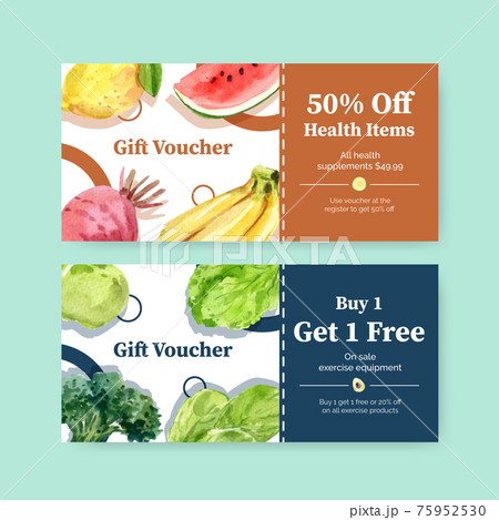 Vouchure template with world health day concept design for marketing watercolor illustration 75952530