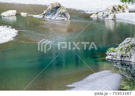 風景素材 初夏の綺麗な清流 風景素材 初夏の綺麗な清流 75953367