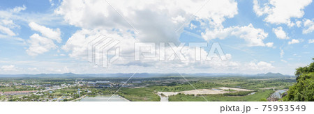 panoramic of view countryside from viewpoint and blue sky with white cloud. 75953549