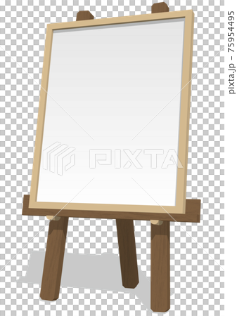 ホワイトボードとイーゼルのフレーム 右 ツタなし 地面影あり ベクターイラストのイラスト素材
