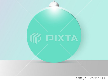 3D realistic empty studio room with green circle backdrop and lamp on soft green mint background 3D realistic empty studio room with green circle backdrop and lamp on soft green mint background 75954614