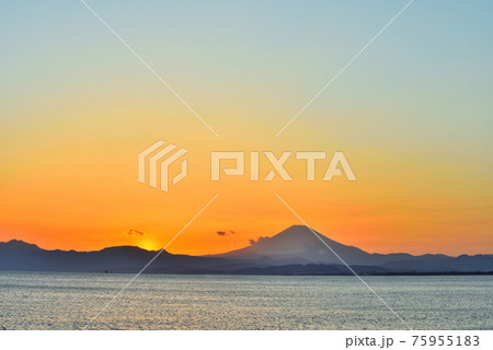 夕陽の残照が山陰に残る頃 75955183