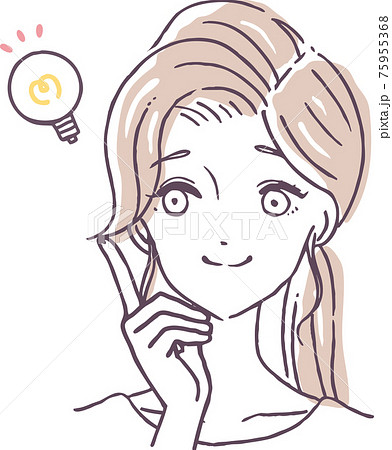 アイデアをひらめく若い女性のイラスト素材のイラスト素材