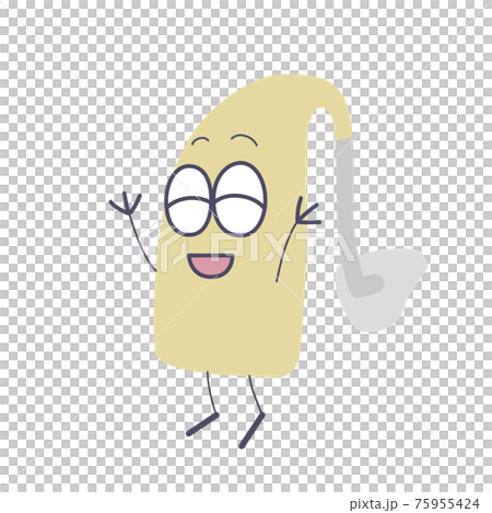 かわいい耳かけ補聴器キャラクターがよろこんでいるイラストのイラスト素材