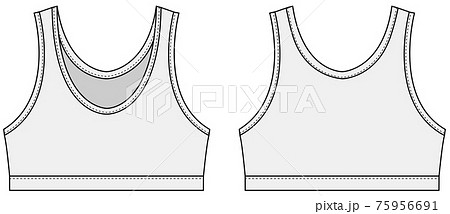 ブラトップ・スポーツブラ 女性用スポーツウェア / ベクターテンプレートイラスト (白) ブラトップ・スポーツブラ 女性用スポーツウェア / ベクターテンプレートイラスト (白) 75956691