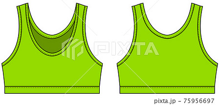 ブラトップ・スポーツブラ 女性用スポーツウェア / ベクターテンプレートイラスト (グリーン) ブラトップ・スポーツブラ 女性用スポーツウェア / ベクターテンプレートイラスト (グリーン) 75956697