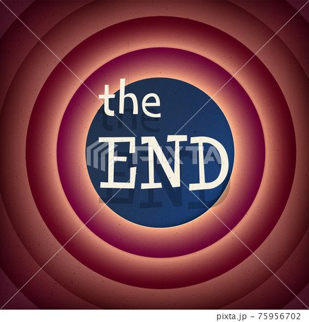 Old Movie ending screen background, the end vector illustration. 75956702