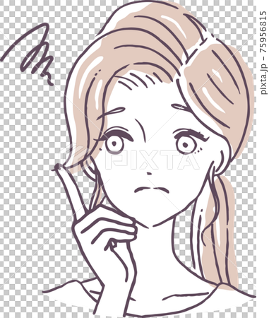 悩む女性のイラスト素材 75956815