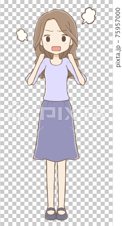 Long-haired woman with an angry expression 75957000