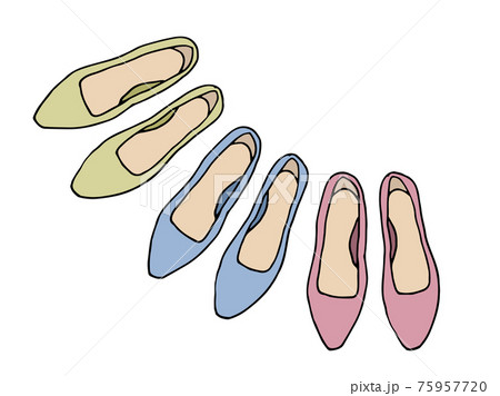 手描き風パンプスイラストセット 3色のイラスト素材
