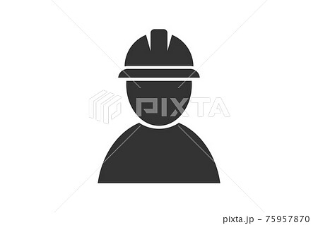 Worker in a helmet. Simple icon set. Flat style element for graphic design. Vector EPS10 75957870