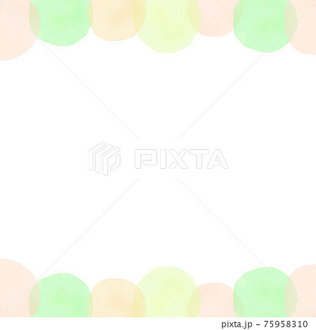 水彩風手描きのシャボン玉もこもこフレーム グリーンのイラスト素材