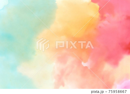 水彩 手描き 背景 バック 絵の具 綺麗 にじみ 美しい Water Color Rainbow 横のイラスト素材