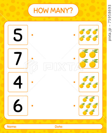 How many counting game with yuzu. worksheet for preschool kids, kids activity sheet, printable worksheet 75958693