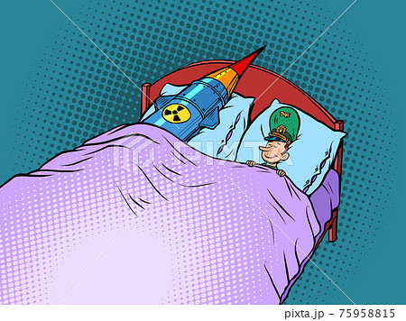 A military man sleeps with a rocket. Junta. The dictator and the weapon 75958815