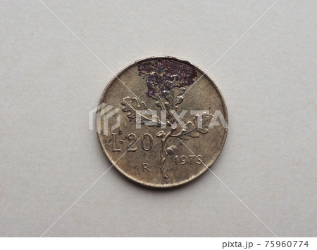 vintage 20 lire coin, Italy 75960774
