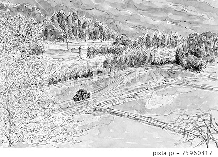 田舎の春のイラスト素材