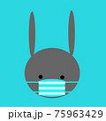 マスクを着けた黒ウサギ　Black Rabbit with mask for covid-19 75963429