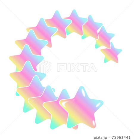 キャンディーみたいにぷっくりツヤツヤしたレインボーカラーの星々 75963441