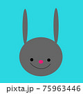 赤い鼻の黒ウサギのかわいいイラスト　Black cute bunny with red nose 75963446