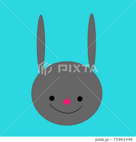 赤い鼻の黒ウサギのかわいいイラスト Black Cute Bunny With Red Noseのイラスト素材