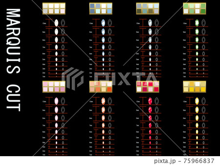 宝石の素材のセット マーキスカット サイズ別のイラスト素材