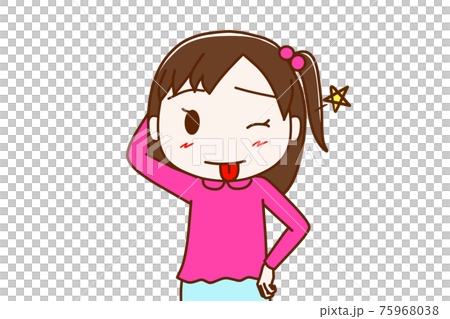 ついうっかりミスをしてテヘペロっとごまかす少女 75968038