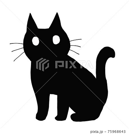 猫のシルエットの黒い切り絵風のイラストのイラスト素材