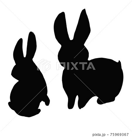 ウサギの黒いシルエットのイラストのイラスト素材