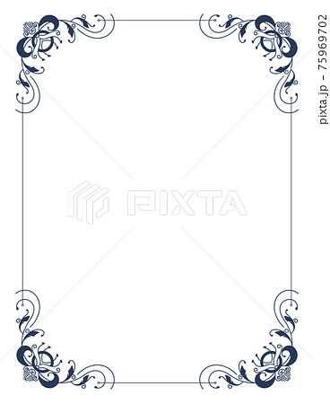Decorative frame with swirls corners. Elegance border design. Linear contour for wedding or greeting banner. Isolated vector illustration 75969702