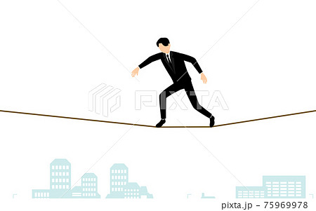 綱渡りビジネスマン、ビジネスシーンのイメージ、アイソメトリック 75969978