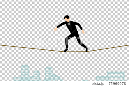綱渡りビジネスマン、ビジネスシーンのイメージ、アイソメトリック 75969978