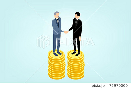 握手をするビジネスマン ビジネスシーンのイメージ アイソメトリックのイラスト素材