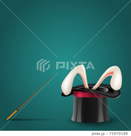 Magic hat with rabbit and wand ill 75970199