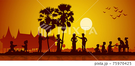 Activities of Song kran day famous festival of Thailand Loas Myanmar and Cambodia,new year 75970425