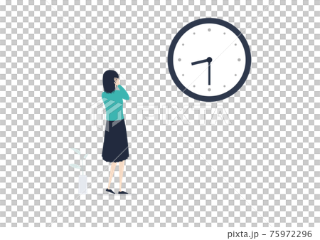 Illustration material of Japanese woman chased by time 75972296