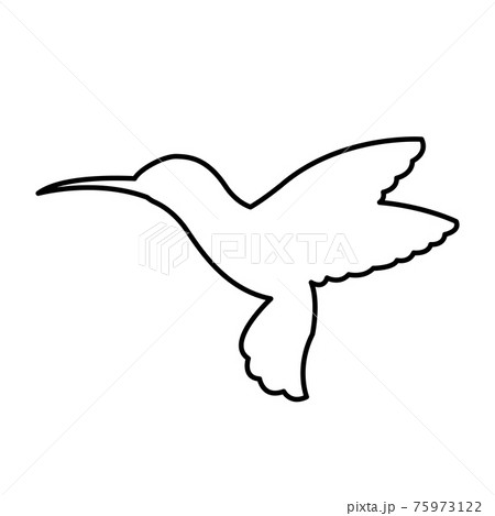 Blue silhouette of a flying caliber bird on a white background. 75973122
