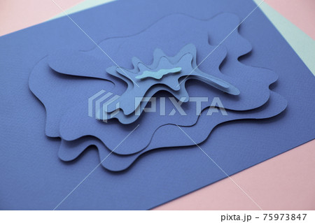 Paper art and cut wave in blue color. 75973847